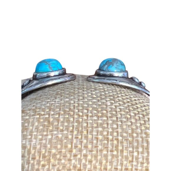 Express Silver Tone Faux Turquoise Hinged Cuff Bracelet Southwestern 6.25" NWT - Picture 3 of 6